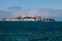 Alcatraz Island under low fog