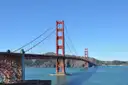 The Golden Gate Bridge under a clear blue sky