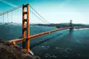 The Golden Gate Bridge from the Marin side, with the city behind