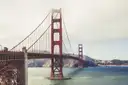The Golden Gate Bridge from the south end on a hazy day