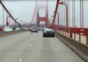 The roadway and walkway across the Golden Gate Bridge