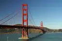 The Golden Gate Bridge's south tower from the shore