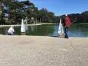 Model sailboats on a lake in Golden Gate Park