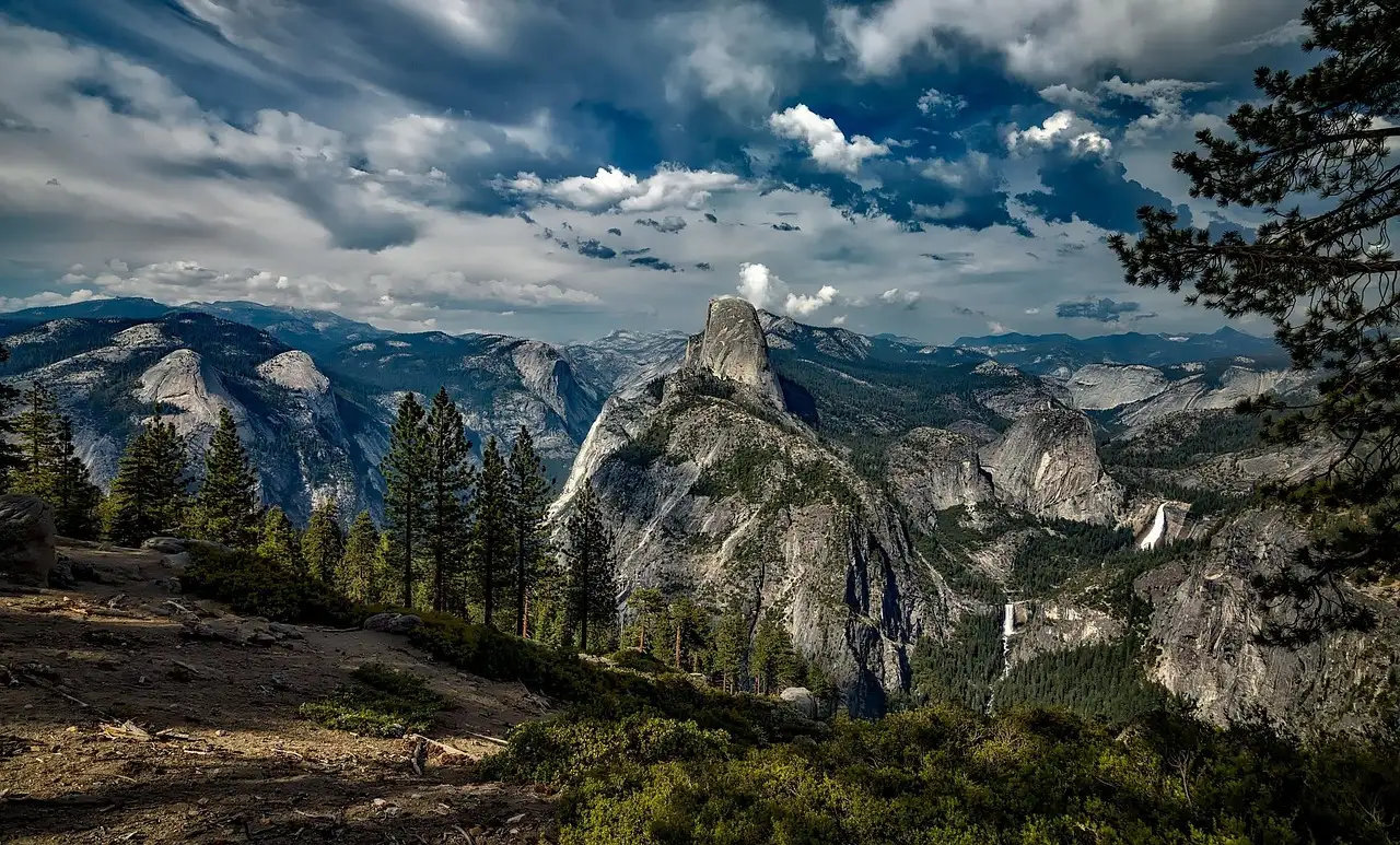 Half Dome and the high country seen from near Glacier Point