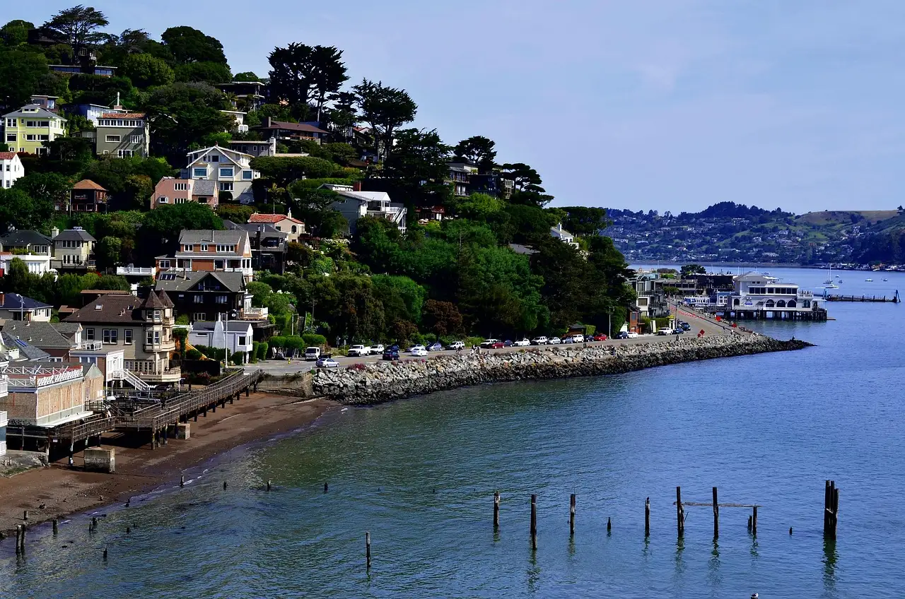 Sausalito's houses on the hillside above its waterfront